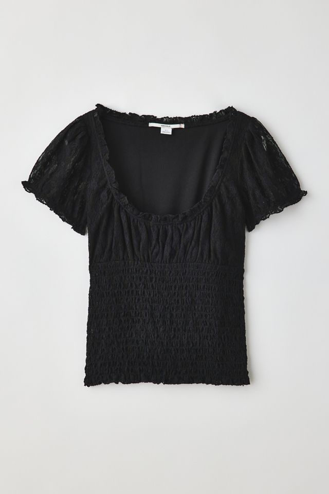Blouse laitière à encolure carrée froncée en dentelle Flora BDG #4