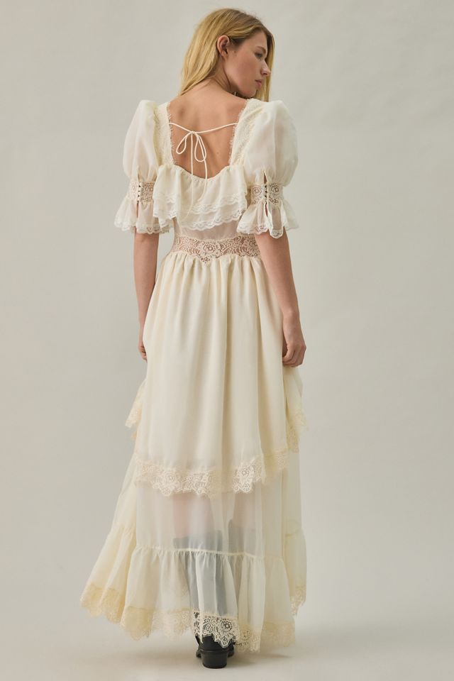 For Love & Lemons Mabel Semi-Sheer Lace Tiered Maxi Dress #4