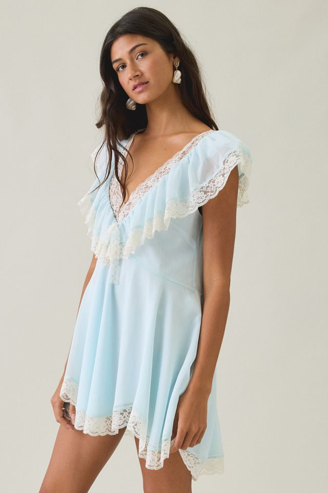 For Love & Lemons Layton Ruffle Lace Trim Babydoll Mini Dress #2