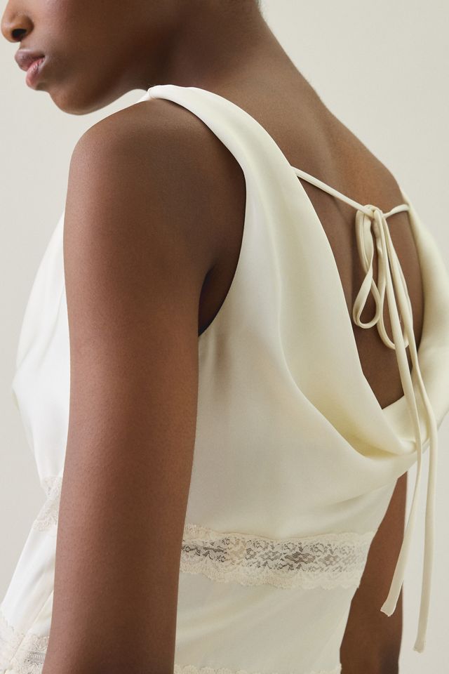 For Love & Lemons Cove Lace Trim Cowl Satin Mini Dress #2