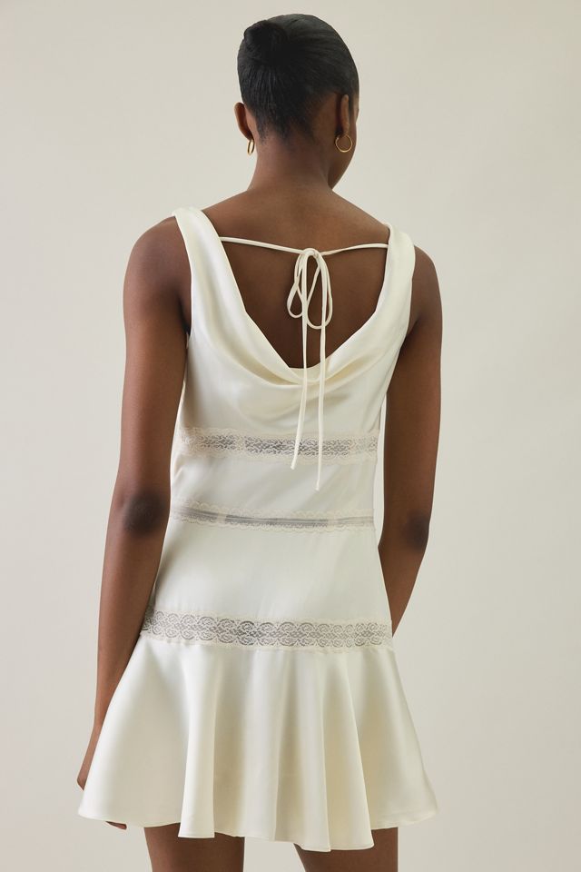 For Love & Lemons Cove Lace Trim Cowl Satin Mini Dress #5
