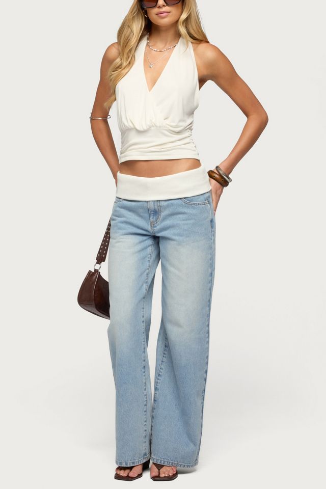 Edikted Knit Foldover Low Rise Baggy Jean #1