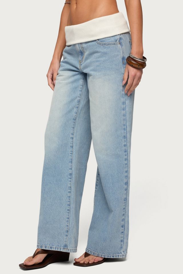 Edikted Knit Foldover Low Rise Baggy Jean #2