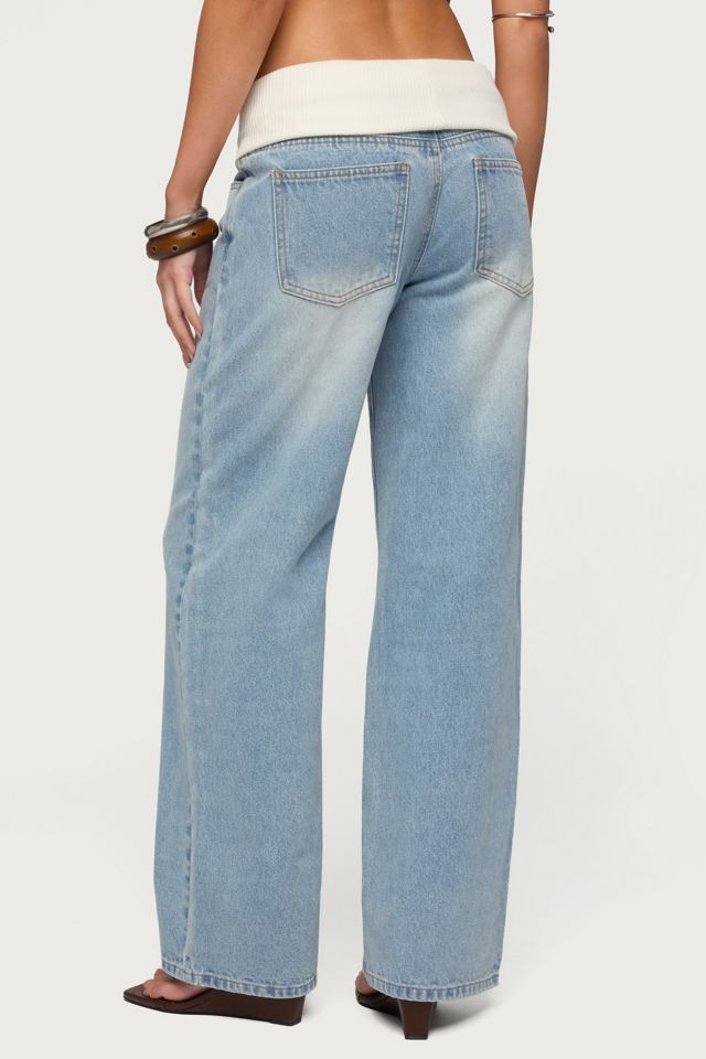 Edikted Knit Foldover Low Rise Baggy Jean #4
