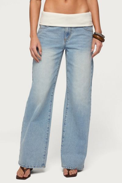 Edikted Knit Foldover Low Rise Baggy Jean