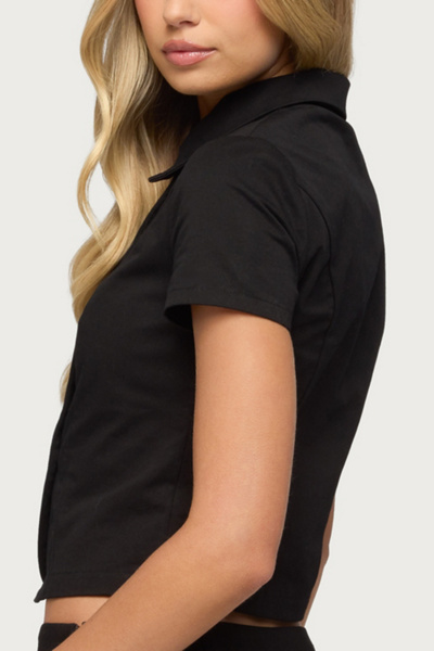 Edikted Pilar Short Sleeve Cotton Trench Shirt