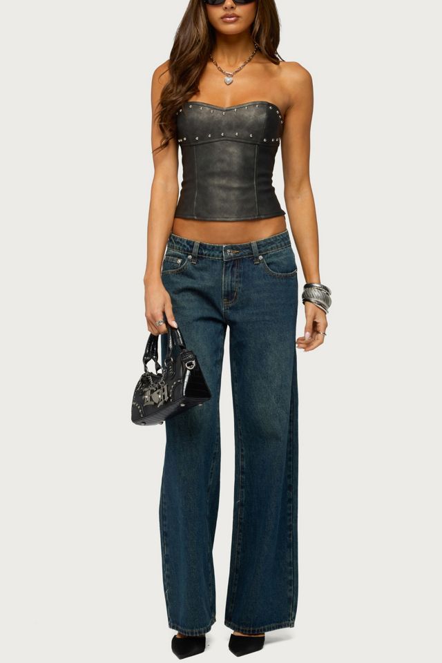 Edikted Izara Studded Faux Leather Corset #1