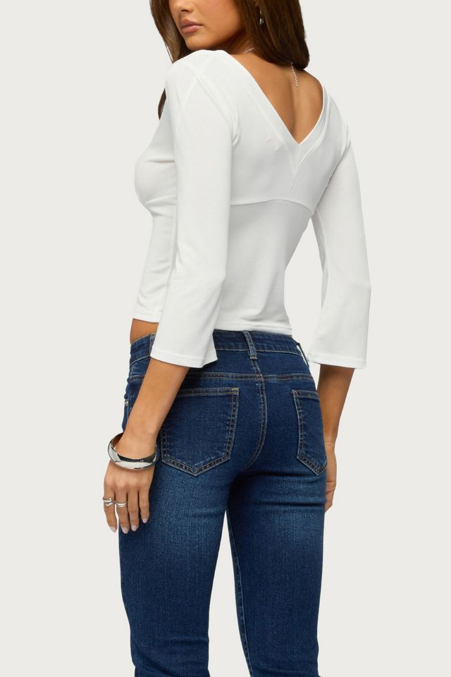 Edikted Mar V Neck Quarter Sleeve Top #3
