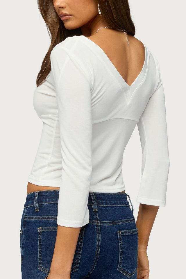 Edikted Mar V Neck Quarter Sleeve Top #4