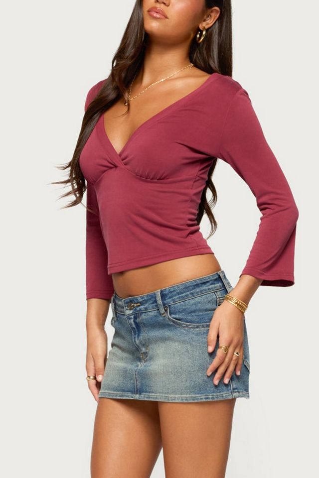 Edikted Mar V Neck Quarter Sleeve Top #3
