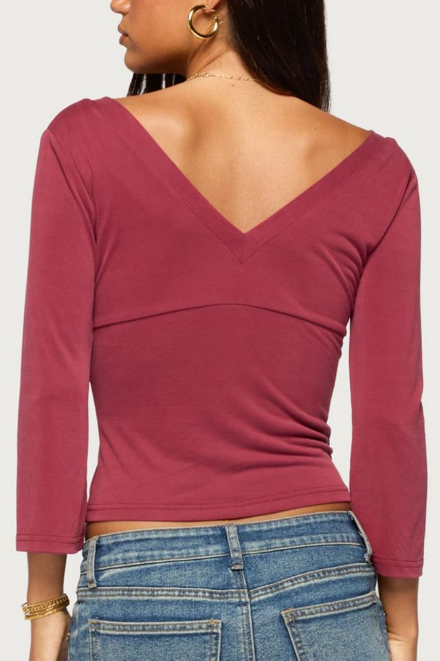Edikted Mar V Neck Quarter Sleeve Top #4