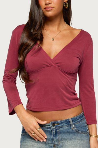 Edikted Mar V Neck Quarter Sleeve Top