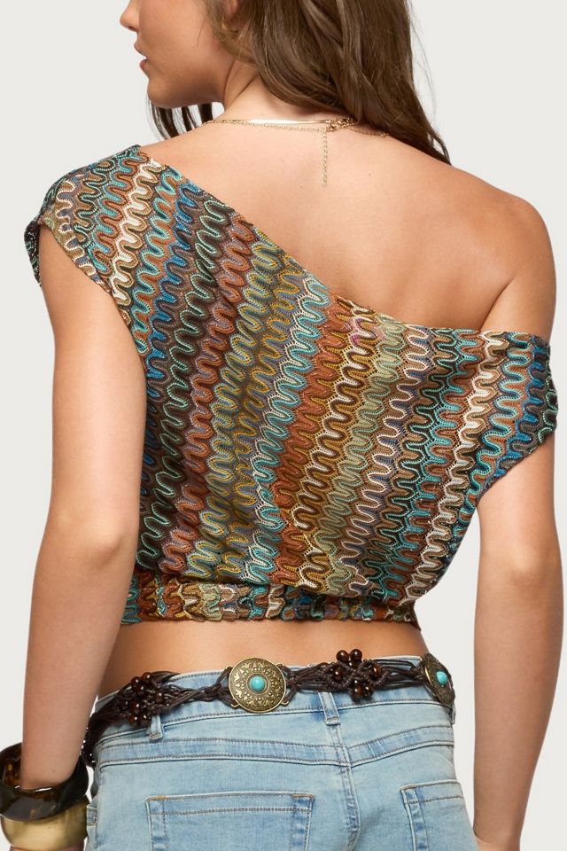 Edikted Taniya Off Shoulder Zigzag Knit Top #4