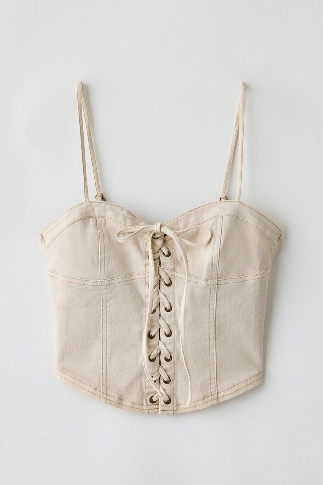 Kimchi Blue Sweet Talker Lace-Up Denim Corset Top #4