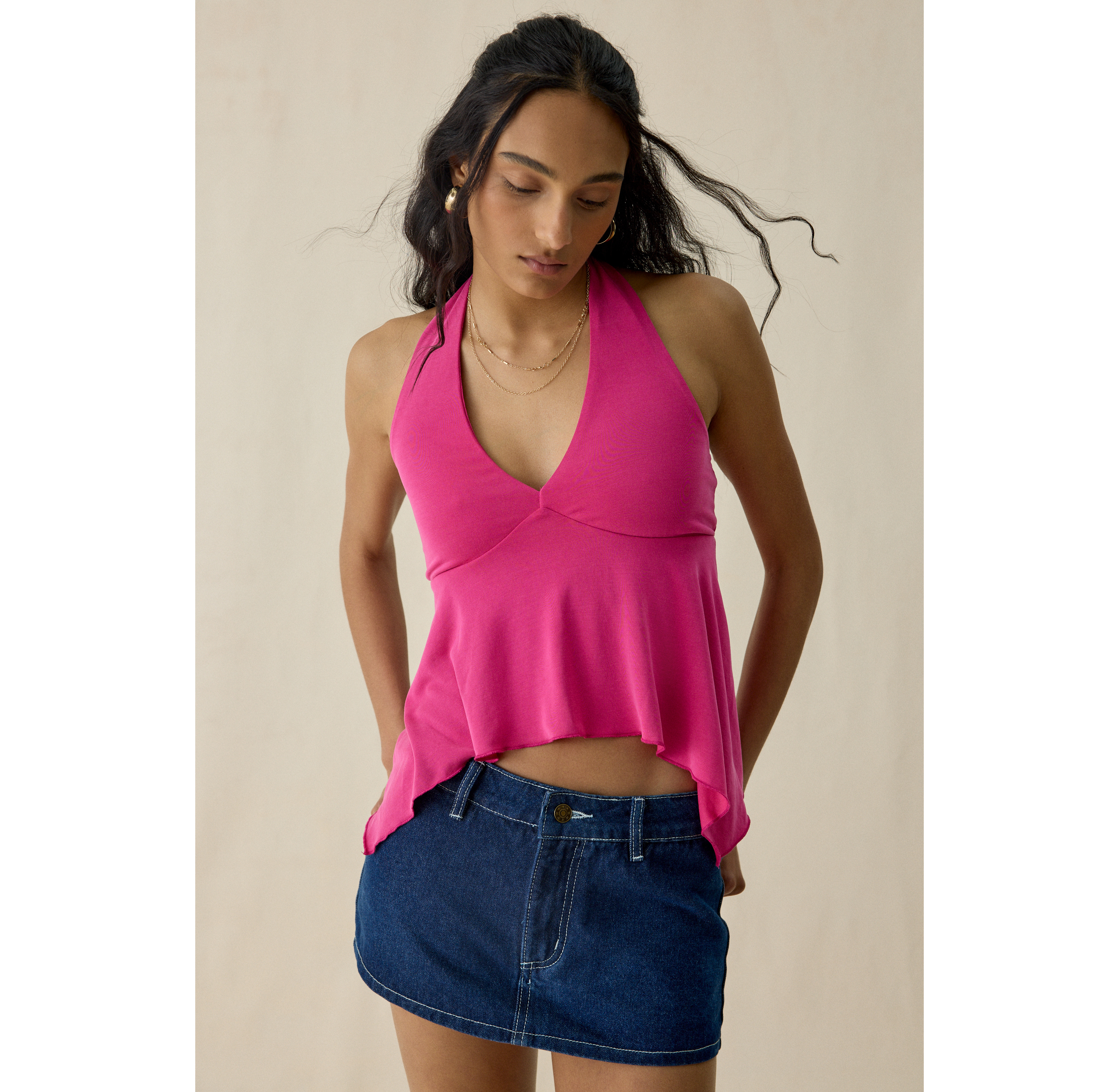 Kimchi Blue Mckenzie High-Low Babydoll Halter Top