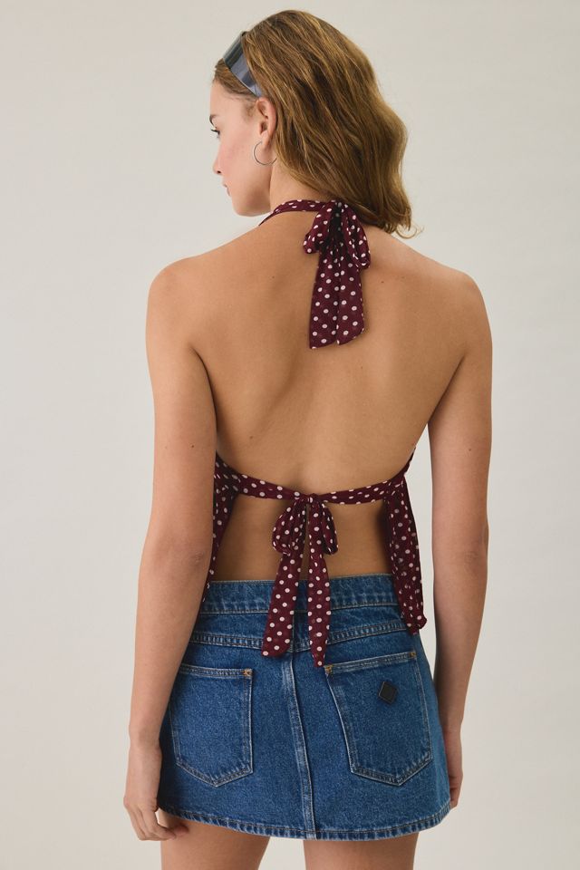 Kimchi Blue Renee Mesh Open Tie-Back Babydoll Halter Top #1