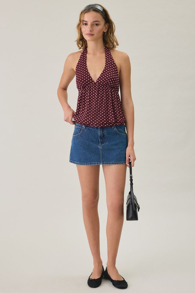 Kimchi Blue Renee Mesh Open Tie-Back Babydoll Halter Top #2