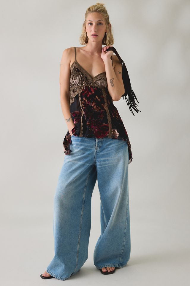 UO Devore Coin Detail Velvet Hanky Hem Tunic Tank Top #1