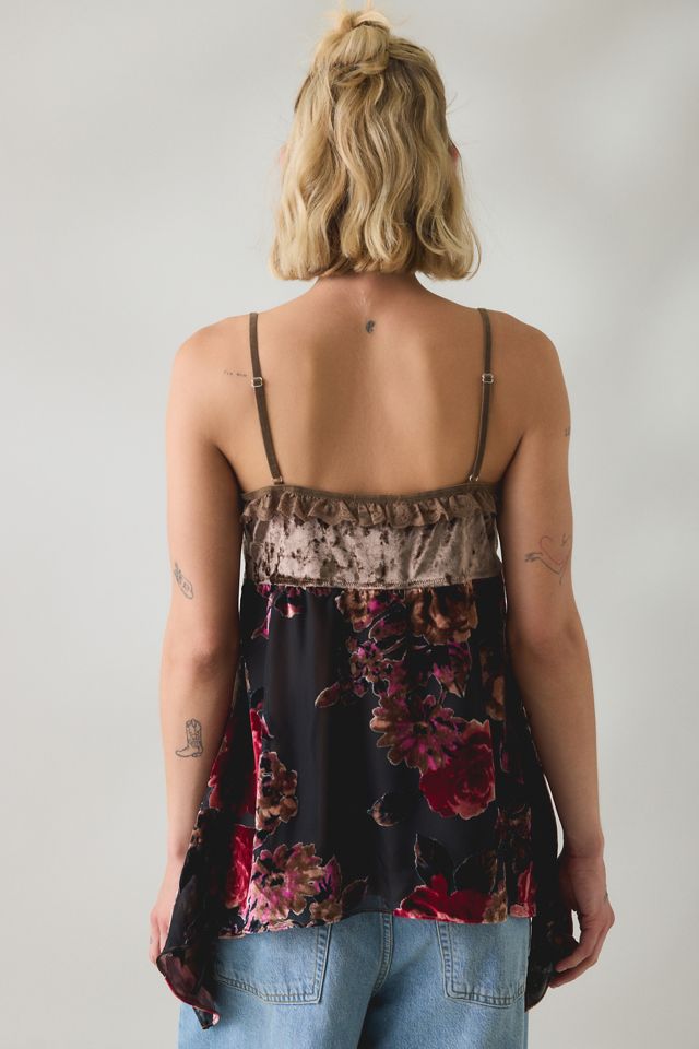 UO Devore Coin Detail Velvet Hanky Hem Tunic Tank Top #3