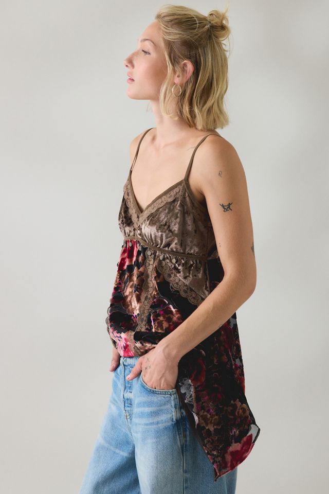UO Devore Coin Detail Velvet Hanky Hem Tunic Tank Top #4