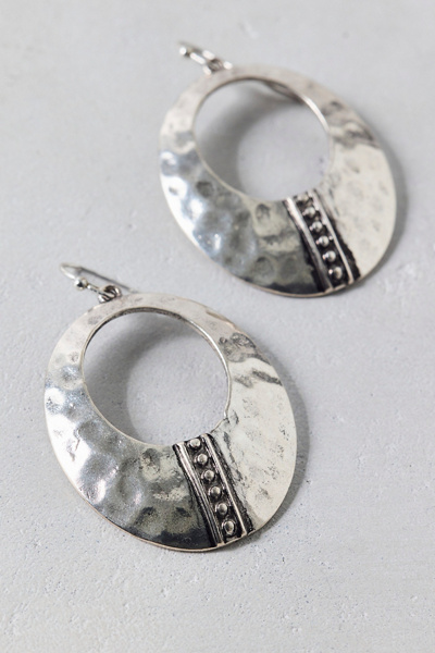 Hammered Metal Statement Hoop Earrings