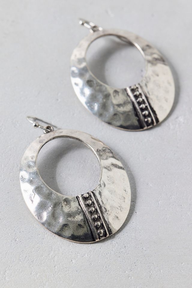 Hammered Metal Statement Hoop Earrings #1