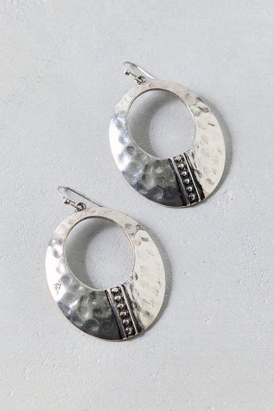 Hammered Metal Statement Hoop Earrings