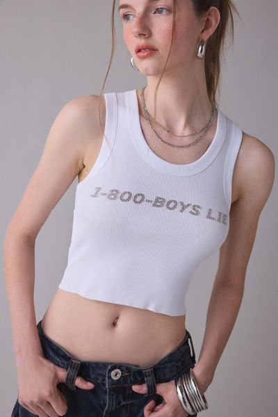 Boys Lie 1-800 Rhinestone Graphic Randy Tank Top