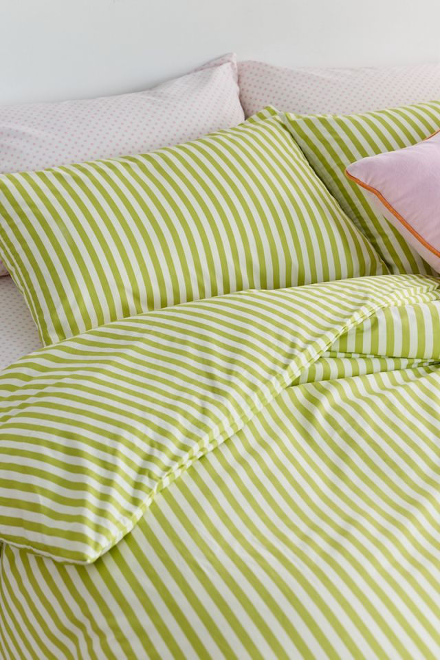 Housse de couette en percale de coton à rayures Sabine #1