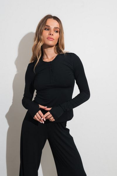 Vitality Float Rib Henley Top