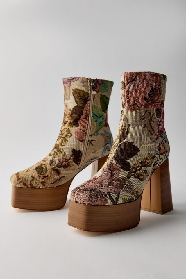 Azalea Wang Zilpah Floral Brocade Booties #1