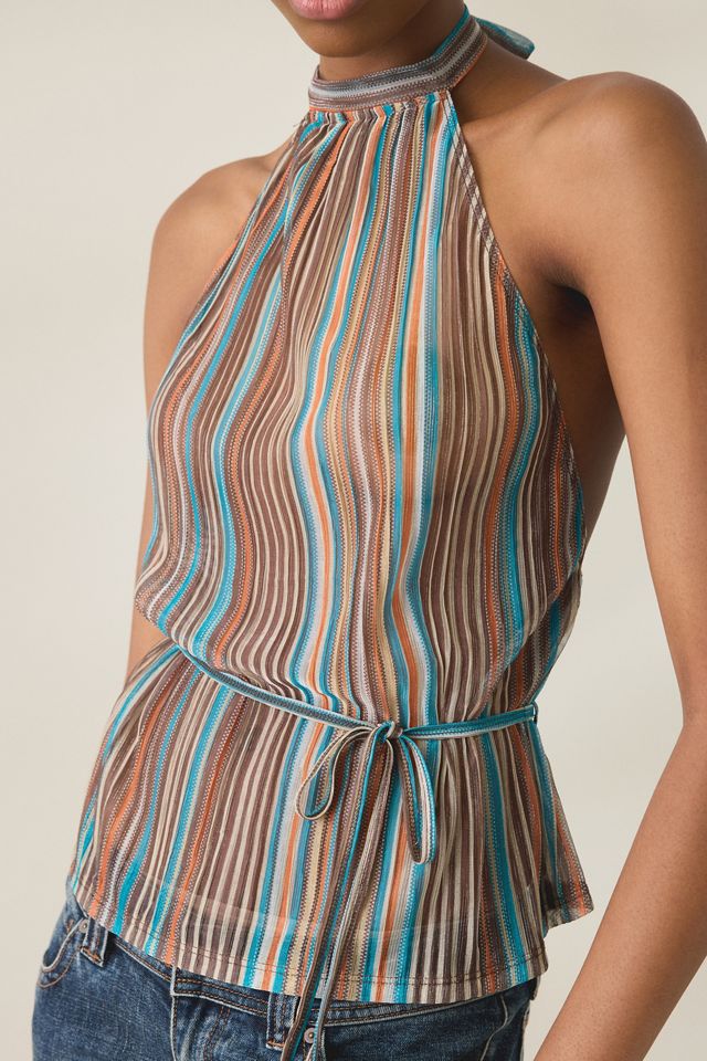 Motel Brienne Tie-Waist High Halter Neck Top #1