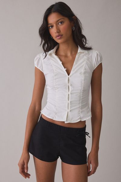 Motel Blazy Tie-Detail Low-Rise Micro Shorts