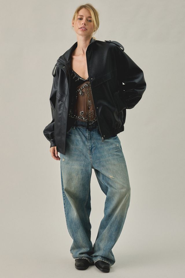 Azalea Wang UO Exclusive Narelle Oversized Faux Leather Bomber Jacket #1