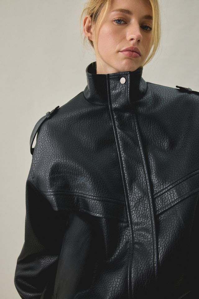 Azalea Wang UO Exclusive Narelle Oversized Faux Leather Bomber Jacket #2
