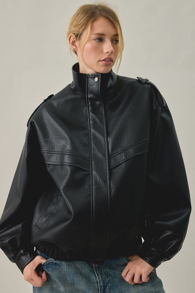 Azalea Wang UO Exclusive Narelle Oversized Faux Leather Bomber Jacket