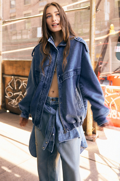 Azalea Wang UO Exclusive Narelle Oversized Denim Bomber Jacket