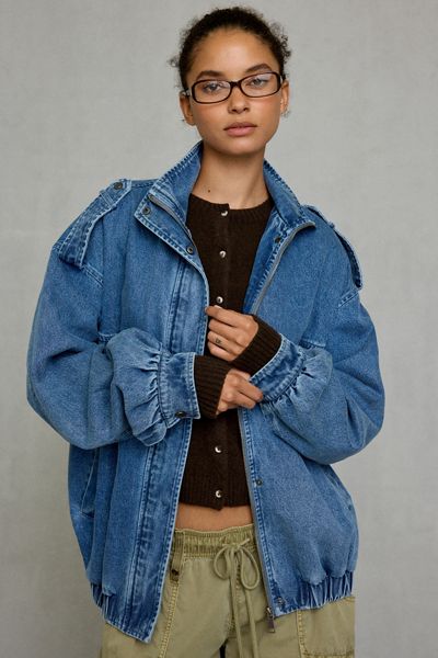 Azalea Wang UO Exclusive Narelle Oversized Denim Bomber Jacket