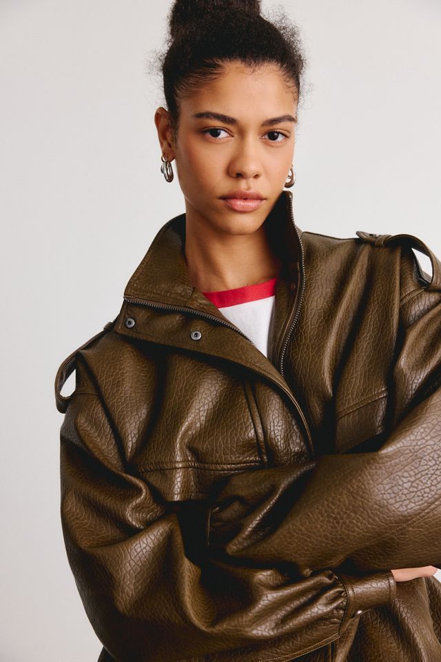 Azalea Wang UO Exclusive Narelle Oversized Faux Leather Bomber Jacket #2