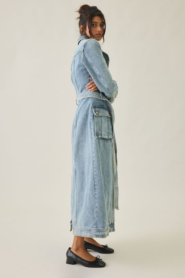 Azalea Wang Lucienne Longline Denim Trench Coat #1