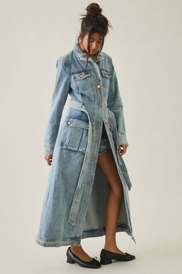 Azalea Wang Lucienne Longline Denim Trench Coat #3