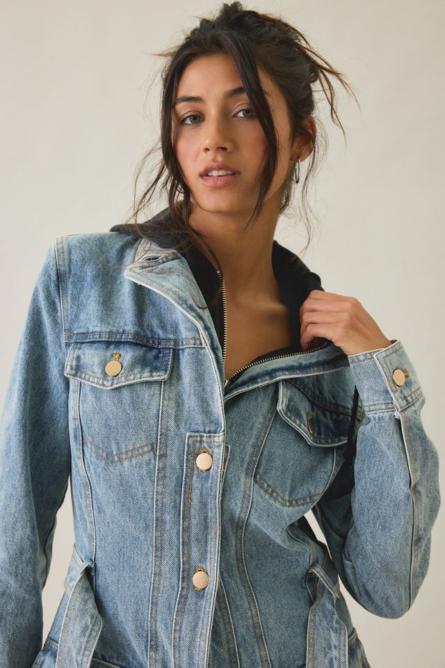 Azalea Wang Lucienne Longline Denim Trench Coat #4