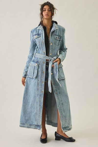 Azalea Wang Lucienne Longline Denim Trench Coat