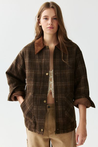 ASTR The Label Shae Wool Blend Plaid Barn Jacket