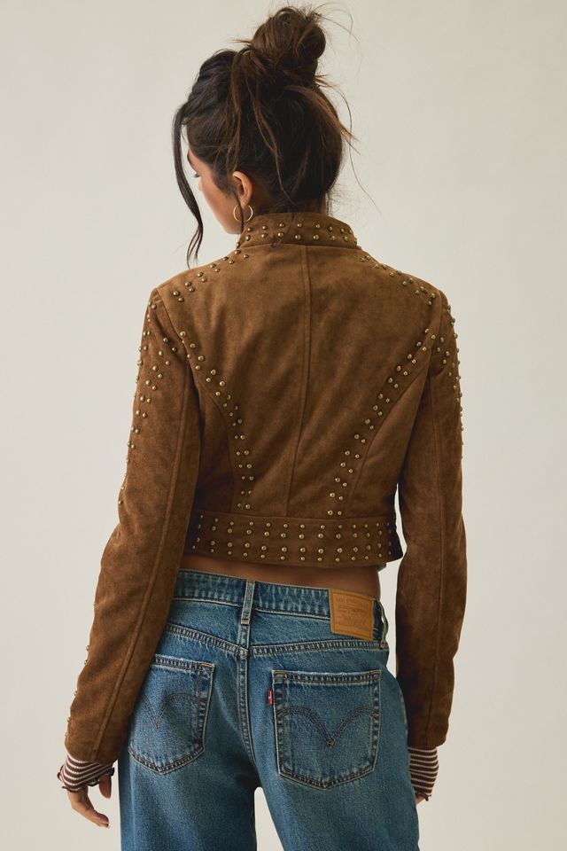 Azalea Wang Silza Studded Faux Suede Moto Jacket #2