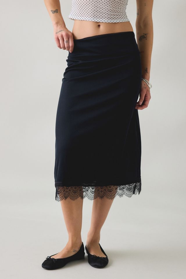 Kimchi Blue Early Mornings Lace Trim Slip Midi Skirt #1