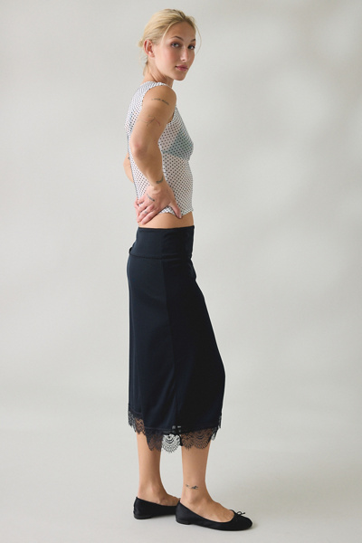 Kimchi Blue Early Mornings Lace Trim Slip Midi Skirt