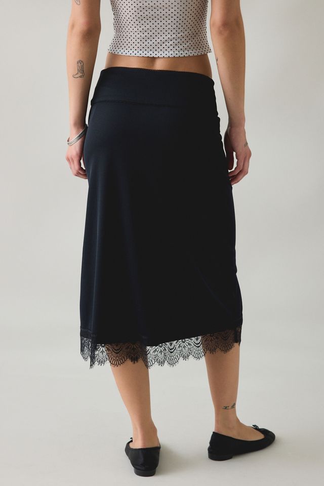 Kimchi Blue Early Mornings Lace Trim Slip Midi Skirt #3