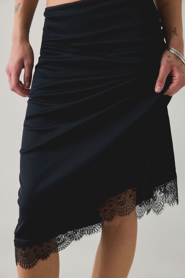 Kimchi Blue Early Mornings Lace Trim Slip Midi Skirt #4