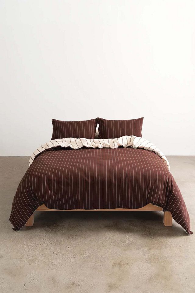 Hommey Reversible Striped Cotton Sateen Duvet Cover #1